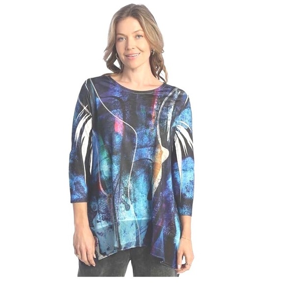 Jess & Jane Tops - NEW Jess Jane Size Large Lightweight "Eclipse" Long Sleeve Tunic USA NWT